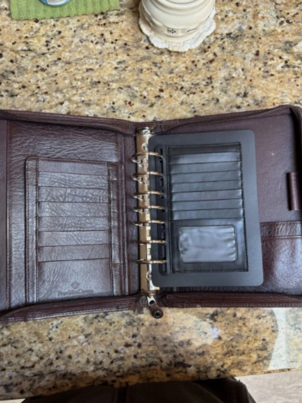 Vintage Franklin Covey Brown Genuine Leather Classic 7 Ring Planner
